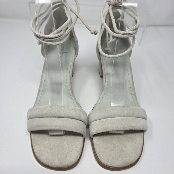 Alohas Dakota Sandals Womens 39 US 8 Block Heel Ankle Tie Color "Ice" Off White - Picture 3 of 10